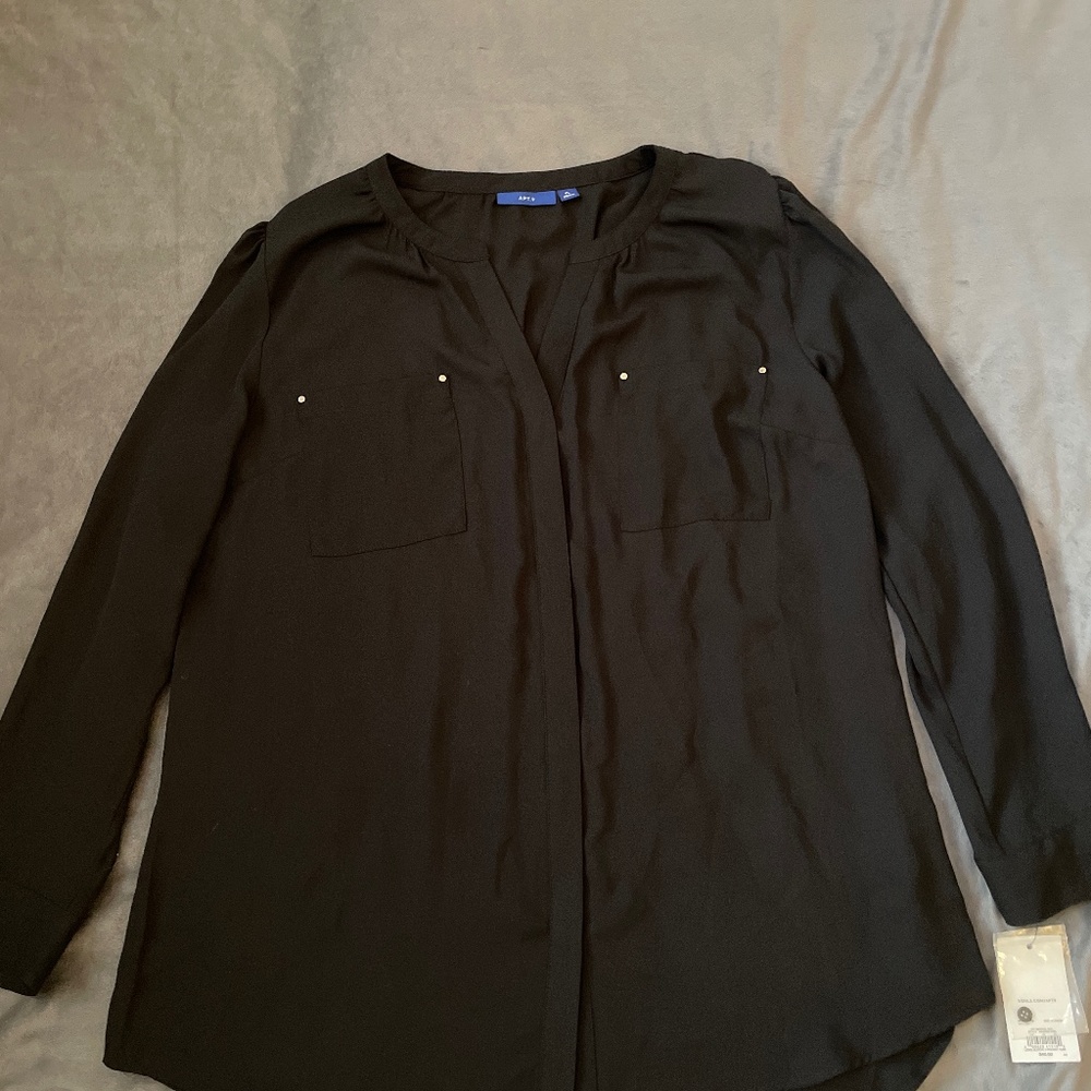 NWT Apt 9  black blouse XL
